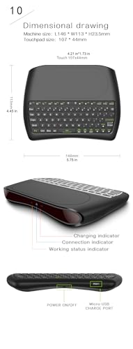 D8 Mini Bluetooth Keyboard, Rechargeable Wireless with Touchpad, Backlit Handheld Small Remote Keyboard, 2.4G WiFi/BT4.2 Dual Mode for PC, TV Box, iOS, Android, Window, Mac OS