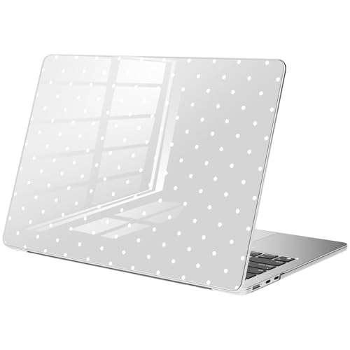 Compatible with MacBook Air 13.6 inch Case M5 M4 M3 M2 2026-2022 A3449 A3240 A3113 A2681 Release, Cute White Polka Dot Protective Hard Shell Clear Cover for MacBook Air 13 - color: Polka Dot F/Clear, size: MacBook Air 13.6 inch M5 M4 M3 M2