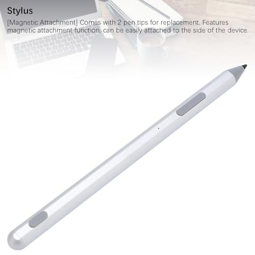 Pens for Touchscreens, Rechargeable Capacitive Pen with Magnetic Attachment Function, High Precision and Sensitivity, 2 Replaceable Tip (Black) (Silver) - color: Silver