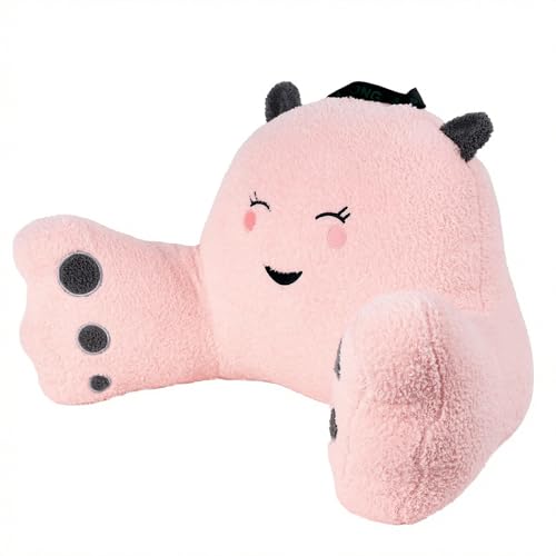 Reading Pillow for Sitting in Bed Couch Teens/Adult, Back Rest Pillow for Sitting Up in Bed with Shredded Memory Foam, Includes Arms and Washable Cover (Blush Pink, Cloud Velvet) - color: Blush Pink, size: Cloud Velvet