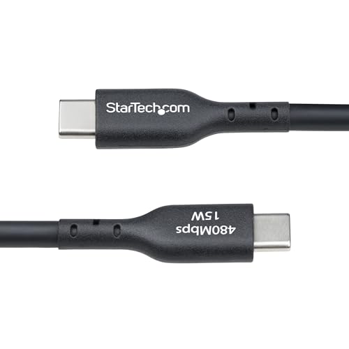 StarTech 15ft/4.5m USB-A to USB-C Charging Cable, 3A, Black (USB2AC15FBKE) | USB 2.0 480Mbps, TPE jacket, Black, Male to Male, Aluminum braided shield, 15W, Charge and Sync - color: Black, size: 15 ft, style: 1-Pack