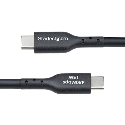 StarTech 15ft/4.5m USB-A to USB-C Charging Cable, 3A, Black (USB2AC15FBKE) | USB 2.0 480Mbps, TPE jacket, Black, Male to Male, Aluminum braided shield, 15W, Charge and Sync - color: Black, size: 15 ft, style: 1-Pack