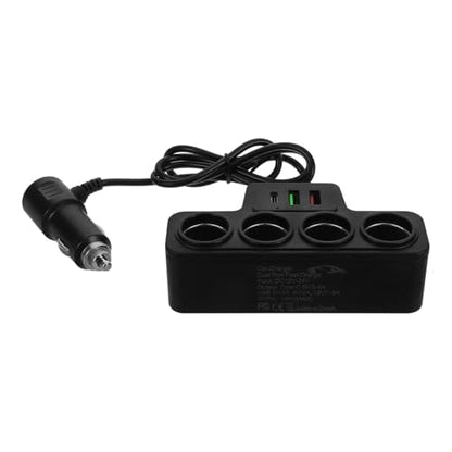 Mobestech Fast Charging Car Adapter with USB C Port and Pd 4-Port Vehicle Power Splitter for Phones and Multiple Devices Compact Car Charger