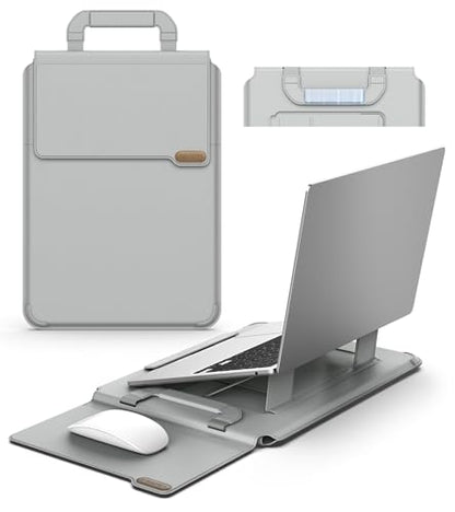 Nillkin 14 inch Laptop Sleeve with Stand (4-in-1), 2 Stand Modes, Mouse Pad | Magnetic Handle | Slim Laptop Case | MacBook Air 13 inch Case for Samsung/Surface/HP/Chromebook/Dell/Lenovo 12-14'', Gray - color: Gray, size: 12-14 inch