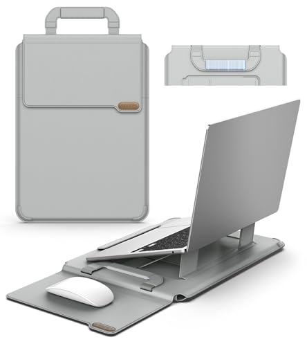 Nillkin 14 inch Laptop Sleeve with Stand (4-in-1), 2 Stand Modes, Mouse Pad | Magnetic Handle | Slim Laptop Case | MacBook Air 13 inch Case for Samsung/Surface/HP/Chromebook/Dell/Lenovo 12-14'', Gray - color: Gray, size: 12-14 inch