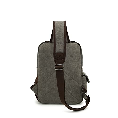 Sechunk Canvas Messenger Bag Sling Bag Crossbody Bag Shoulder Bag Retro Cross Body Handbags - color: Grey, size: Small