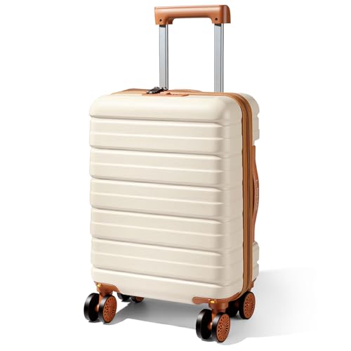 Lekesky 16 Inch Underseat Carry On Luggage Airline Approved, D-Beige-Brown | Durable ABS, Small Underseat Carry-on Luggage with TSA Lock Spinner Wheels, Personal Item Luggage Removable Wheels for Travel - color: D-Beige-Brown, size: 16 Inch