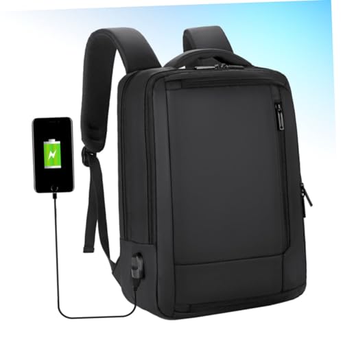 Large Capacity USB Charging Business Backpack for Men Laptop Bag with Built Charging Port Portable Work Bookbag for Commuting and Office Use Black