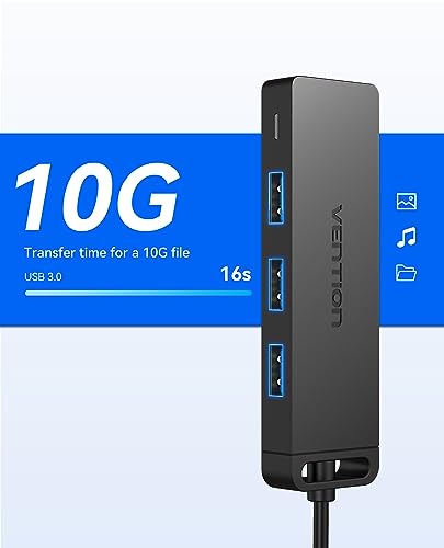 USB Hub VENTION 4-Port USB 3.0 Hub 1.5FT Ultra-Slim Data USB Splitter Charging Supported Compatible with MacBook, Laptop, Surface Pro, PS4, PC, Flash Drive, Mobile HDD - size: 1.5FT, style: USB 3.0 5Gbps