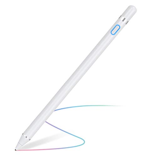 Stylus Pen for Touch Screens, Rechargeable 1.5mm Fine Point Smart Pencil Digital Active Stylus Pen Compatible with iPad and Most Tablet by NVOPERANG (White)