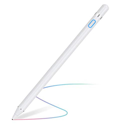 Stylus Pen for Touch Screens, Rechargeable 1.5mm Fine Point Smart Pencil Digital Active Stylus Pen Compatible with iPad and Most Tablet by NVOPERANG (White)