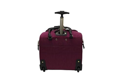 Steve Madden Designer 15 Inch Carry on Suitcase- Small Weekender Overnight Business Travel Luggage- Lightweight 2- Rolling Spinner Wheels Under Seat Bag for Women (Peek-A-Boo Purple) - color: Peek-A-Boo Purple