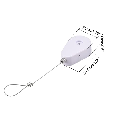 MECCANIXITY Retractable Cable Lock with Self-Adhesive, Remote Control Security Lock Anti-Lost Rope Hardware Cable Lock 600g Tensile Force White Pack of 2 - color: White