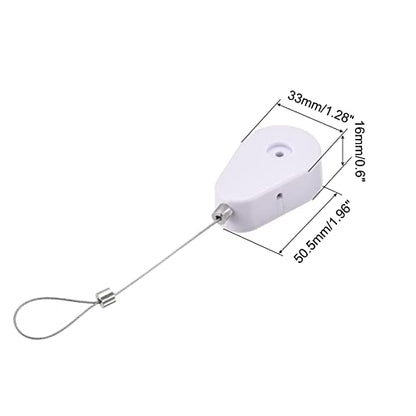 MECCANIXITY Retractable Cable Lock with Self-Adhesive, Remote Control Security Lock Anti-Lost Rope Hardware Cable Lock 600g Tensile Force White Pack of 2 - color: White