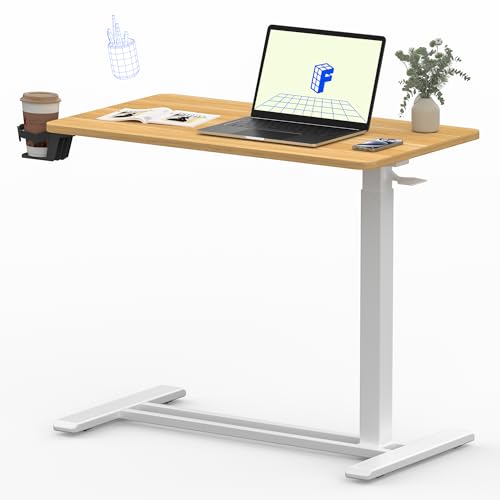 FLEXISPOT 32" Mobile Standing Desk Pneumatic Lift Computer Workstations | Computer workstation desk with hidden wheels,Laptop Rolling Cart for home office and small spaces.31.5"W x 15.7"D,Maple - color: Maple, size: 32x18