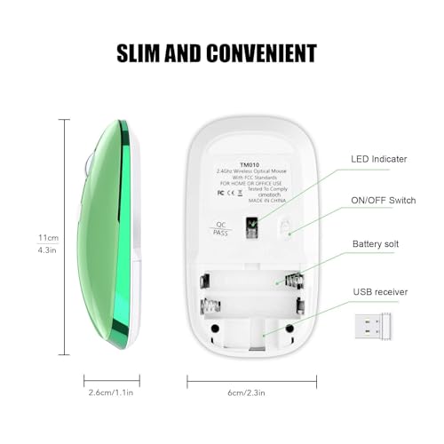 Wireless Mouse, Quiet 2.4G Optical Computer Mice with USB Receiver, Silent, 3 Adjustable DPI (800/1200/1600), Compatible with Laptop, Notebook, MacBook, Computer, Desktop, Mac, PC