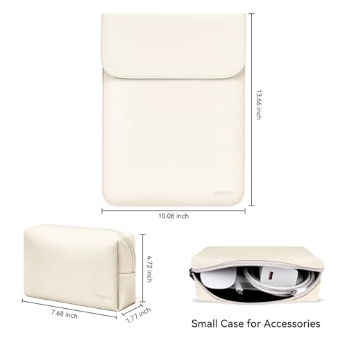 MOSISO Laptop Case 13.3 inch, 13-13.3 inch Laptop Sleeve Compatible with MacBook Neo 13 A18 Pro A3404 /Air 13/Pro 13/Pro 14 M5 M4 M3 M2 M1, Faux Suede Leather Case with Small Bag, Beige - color: Beige