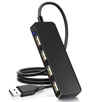 USB Adapter, 4-Port Extender for Laptop, PC, MacBook, Mac Pro, iMac, Surface Pro and More (Black - USB 2.0/1m) - color: Black-usb 2.0/1m