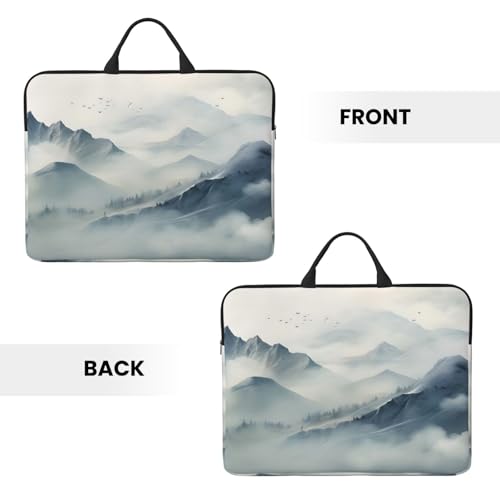 Ink Mountains and Rivers 14 Inch Laptop Sleeve Case，Handheld Waterproof/Shockproof Computer Carrying Bag Suitable for Daily Travel/Tourism/Business Trips, etc - color: Ink Mountains And Rivers