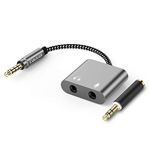 3.5mm TRS Audio Microphone to TRRS Male Adapter, 1/8” Headphone MIC Splitter Compatible with MacBook iPad Switch PS4 PS5 Xbox One/360 Smartphone Tablet Computer Laptop - color: Grey, size: 3.5mm, HP+MIC