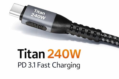 USB C to USB C Cable, 240W Fast Charging Cable | PD 3.1 Cable with Nylon Braided Design & E-Marker Chip | Kave-Series Titan 240