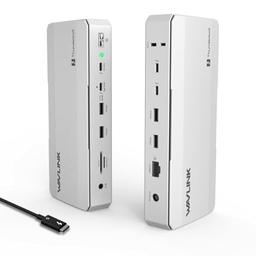 WAVLINK Intel EVO Certified TBT5 Dock, 120Gbps, 140W PD, 8K, USB-A, Cooling | Thunderbolt 5 Docking Station hub TB5 Dock 8K Display 140W Max Charging 4X USB-A 3.2 TBT 5/4 Laptops laptop cooling system