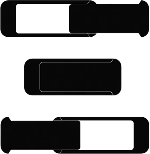 Camera Privacy Covers, Ultrathin Slide Webcam Cover with Strong Adhesive, Compatible with Most Smartphones & Laptops, Durable & Easy to Install, 3 Pack (Black) - color: Black