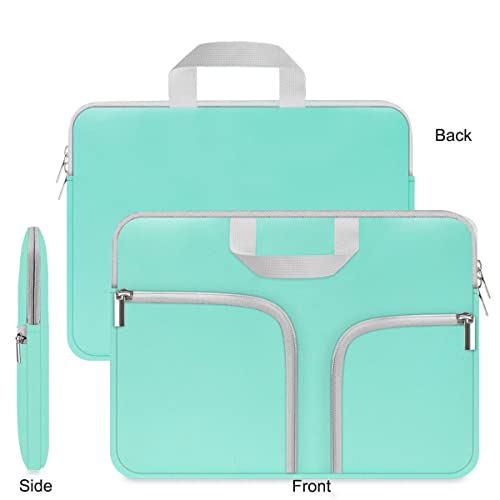 HESTECH Chromebook Case 13.3"-14inch Laptop Case Neoprene Sleeve with Handle Zipper Pocket for MacBook Pro/Air Acer ASUS Lenovo HP Dell Samsung Microsoft, Mint Green - size: 13"-13.3-13.5 Inch