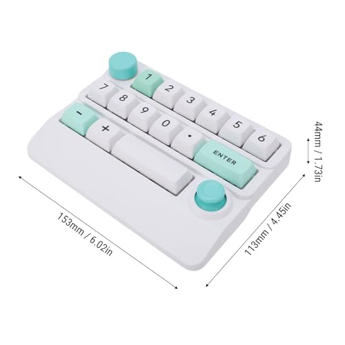 Asixxsix Number Pad, RGB 15 Keys Hot Swappable Wireless Numeric Keypad Macro Programmable Rechargeable Number Keypad with 3 Mode USB C 2.4G Bluetooth for Laptop Desktop Computer PC (White Green) - color: White Green