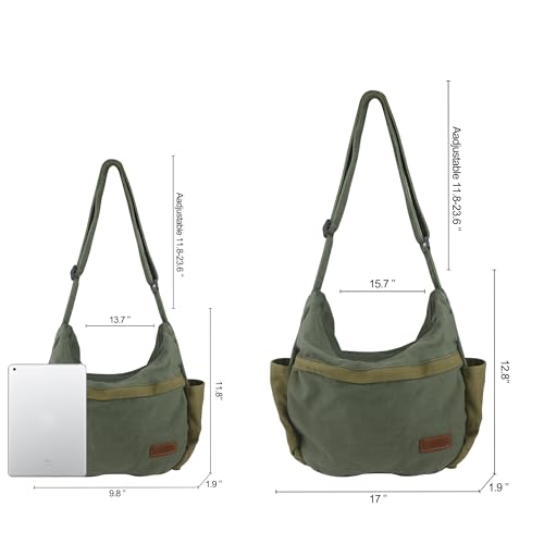 Large Canvas Messenger Bag with Multiple Pockets for Men and Women, Crossbody Shoulder Tote Hobo Laptop Bag - color: 81 - Black