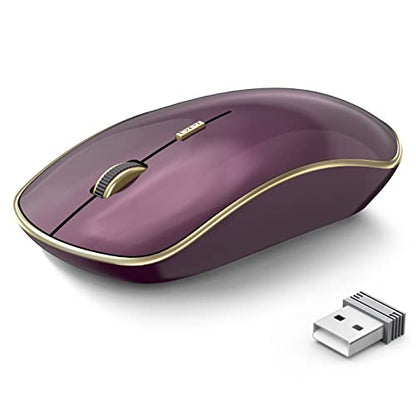 JOYACCESS J Wireless Mouse for Laptop, 2.4G Slim Wireless Silent Mouse, Portable Wireless Computer Mouse, 3200 DPI, USB Wireless Mouse for Desktop, Notebook, Chromebook, PC (Wine Red) - color: Wine Red