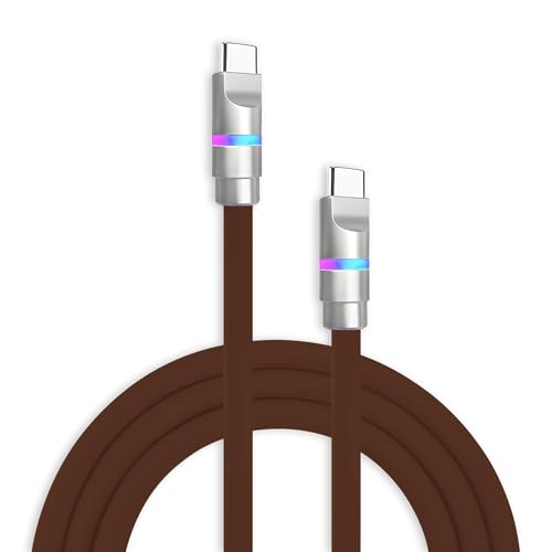 chubbycable Neon Chubby - Fast Charge Cable with Smart Light RGB Color Gradual Light Up 100W Charging Cord LED USB C Cable Compatible with iPhone 17-15 Series, Chocolate, Type-C to Type-C, 3.3 FT - color: Chocolate, size: 3.3ft (1m), style: Type C-Type C
