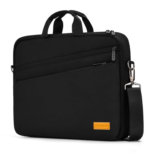 bagasin 17 17.3 inch Laptop Computer PC Shoulder Bag Carrying Case | Water-Repellent Fabric Briefcase, Lightweight Toploader, Business Casual or School - color: Black, size: 17-17.3