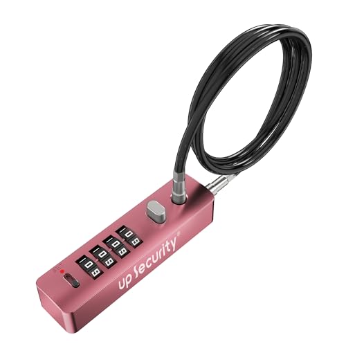 Bike Lock Cable 23.6" for Bicycle Scooter, Portable Combination Cable Lock for Luggage Suitcase Backpack Travel Safe, Combo Chain Padlock, for Refrigerator, Cabinet, Outdoor Fence, Locker - color: Pink, 23.6"(60cm)