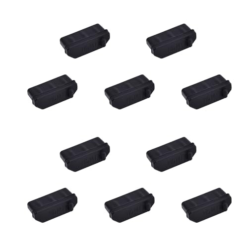 10 PCS HDMI Port Anti-dust Plugs, Silicone Covers Caps Stoppers, Port Protector for TV,Computer, Other Devices, 0.51 x 0.19 (LxW) - size: HDMI/Black/10 PCS