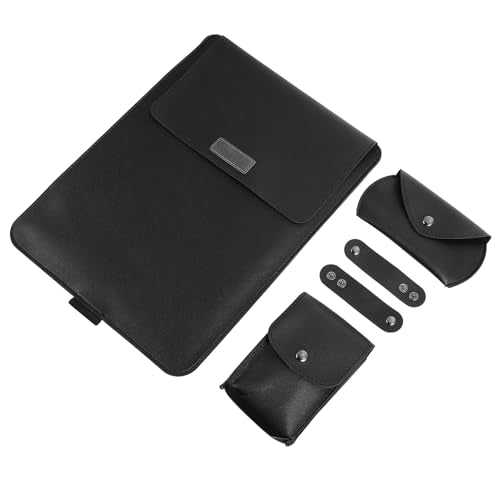 NOLITOY 15-inch Laptop Sleeve Bag with Bracket and Accessory Pocket, Portable Storage Organizer Compatible with MacBook, Black Laptop Carrying Case for Travel and Work