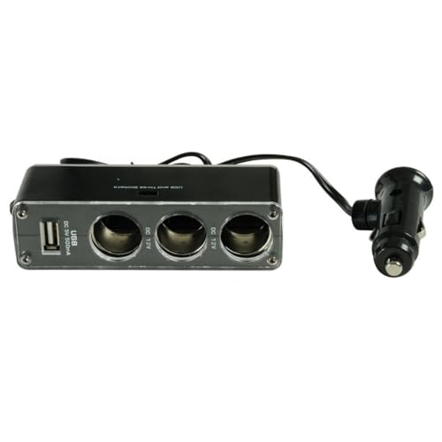 1PC Cigarette Lighter Adapter 12v 3-Socket Power Splitter Dc Outlet with USB Ports Multifunction Car Cigarette Lighter Power Plug(Black),, Standard