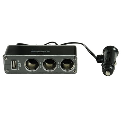 1PC Cigarette Lighter Adapter 12v 3-Socket Power Splitter Dc Outlet with USB Ports Multifunction Car Cigarette Lighter Power Plug(Black),, Standard