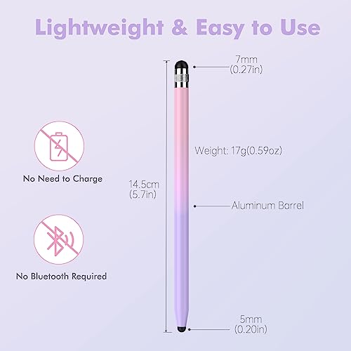 5Pcs Stylus Pens, 2 in 1 Stylists Stylus Pen for Touchscreen | Stylus for iPhone, iPad, Android Samsung Tablets Universal Touchscreen, High Sensitivity, Capacitive,with 10 Rubber Tips
