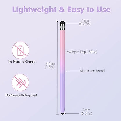 5Pcs Stylus Pens, 2 in 1 Stylists Stylus Pen for Touchscreen | Stylus for iPhone, iPad, Android Samsung Tablets Universal Touchscreen, High Sensitivity, Capacitive,with 10 Rubber Tips