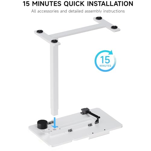 BIZUM Overbed Rolling Table with Adjustable Tilt Top Mobile Bedside Desk with Hidden Wheels Pneumatic Height Adjustable Laptop & Meal Table for Home and Hospital Use(27.6x15.8, White) - color: White