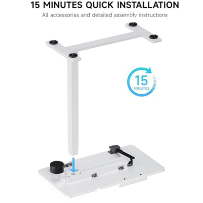BIZUM Overbed Rolling Table with Adjustable Tilt Top Mobile Bedside Desk with Hidden Wheels Pneumatic Height Adjustable Laptop & Meal Table for Home and Hospital Use(27.6x15.8, White) - color: White