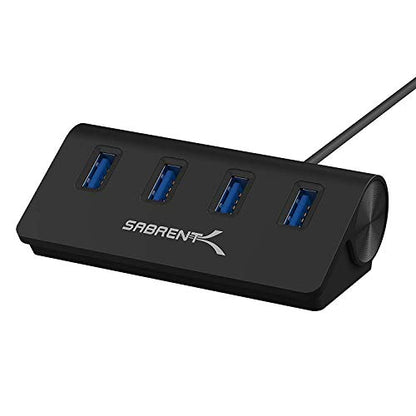 SABRENT 4-Port USB 3.0 Hub Aluminum Portable Data Hub with 2.5ft USB 3.0 Cable for iMac, MacBook, MacBook Pro, MacBook Air, Mac mini, or Any PC [Black] (HB-MC3B) - size: USB-A 4-Port – Black