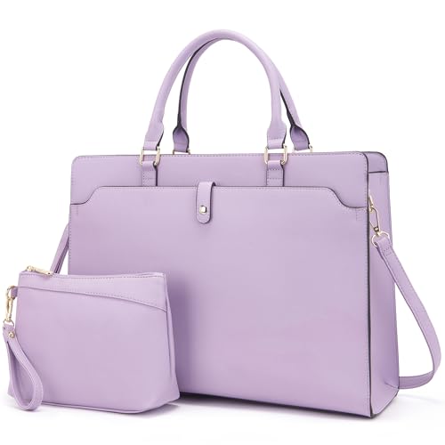 YZAOLL 15.6 Inch Laptop Bag for Women Work Tote Briefcase for Teacher Purse - color: A-purple