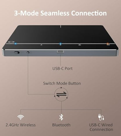 Wireless Trackpad Multi-Touch Surface Bluetooth Touchpad with High Precision Navigation for Windows10/11/Desktop/Laptop/Notebook Computer PC (MG3 Black) - color: MG3 Black