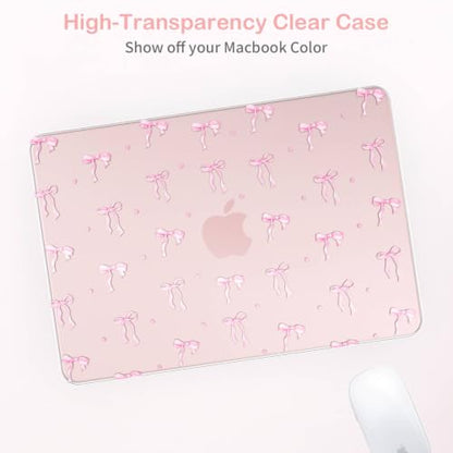 Feams for MacBook Neo 13 Inch Case 2026 A3404, Stylish Protective Clear Case Hard Shell Transparent Cover for MacBook Neo 13 Inch 2026 (A18 Pro Chip) with Keyboard Cover, Pink Bow - color: Pink Bow