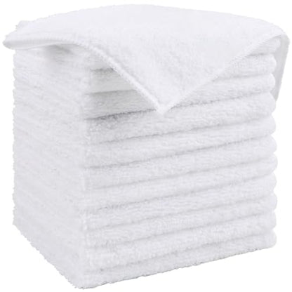 HOMEXCEL White Microfiber Cleaning Cloth, 12 Pack Premium Microfiber Towels for Cars, Lint Free, Scratch-Free, Highly Absorbent, Reusable Cleaning Rags for Car, Household, Kitchen, Window, 11.5"X11.5" - color: White