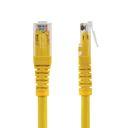 StarTech 1ft CAT6 Ethernet Cable - Yellow CAT 6 Gigabit Ethernet Wire -250Mhz 100W PoE RJ45 UTP Molded Network Patch Cord with Strain Relief (C6PATCH1YL) | 250MHz bandwidth, Gold-plated RJ45, Patch Cable, Ethernet Cord, UTP Molded Network, Strain Relief,
