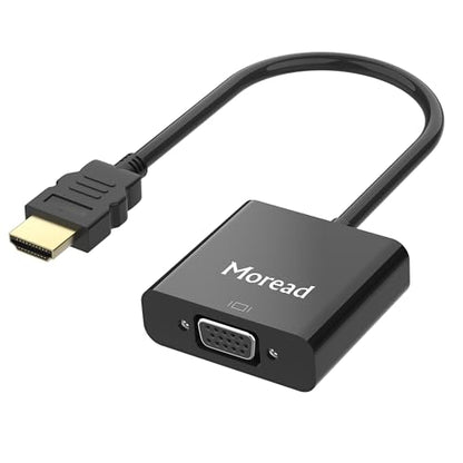 Moread HDMI to VGA with Audio, Gold-Plated Active HDMI to VGA Adapter (Male to Female) with Micro USB Power Cable & 3.5mm Audio Cable for PS4, MacBook Pro, Mac mini, Apple TV and More - Black