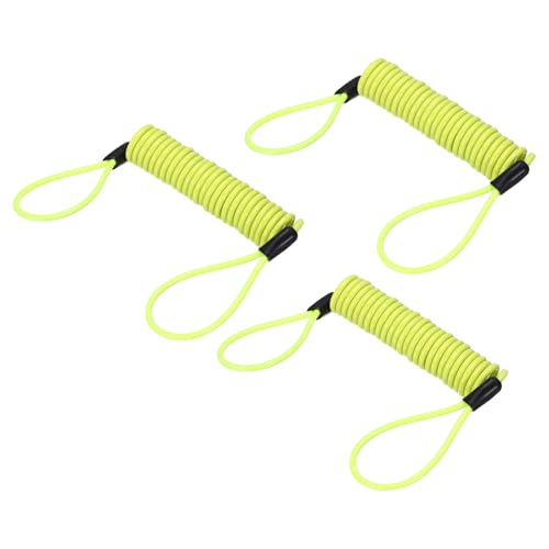 PATIKIL Disc Lock Reminder Cable (4.8ft, Yellow)(3 Pcs) Anti Theft Security Spring Reminder Coil Cables Steel Motorcycle Reminder Rope Wire, Suit for - Motorcycle/Helmet/Scooter/Baggage - color: Yellow, size: 4.8 ft